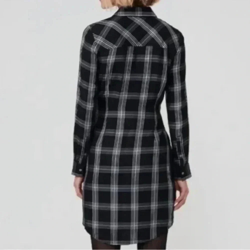 UNTUCKIT black and white plaid TESSA SHIRT wrap DRESS size 2 - Picture 2 of 8